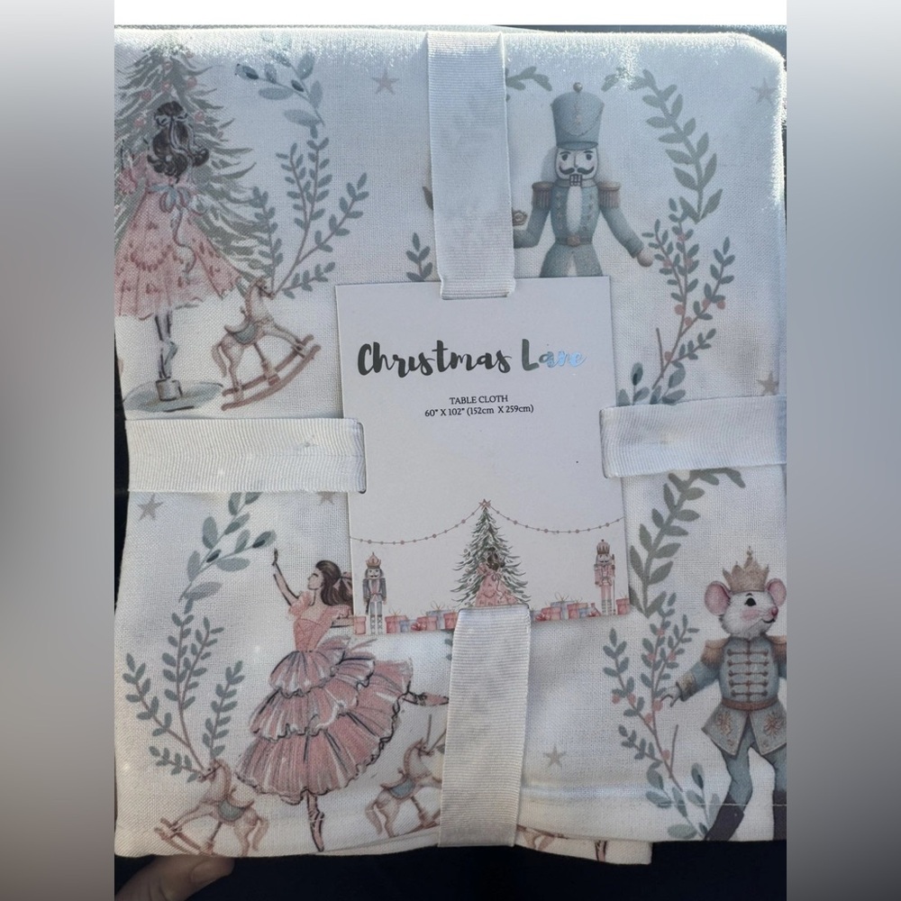 NWT Christmas Lane Table Cloth 60 x 102 Whimsey Nutcracker Ballerina Mouse Decor